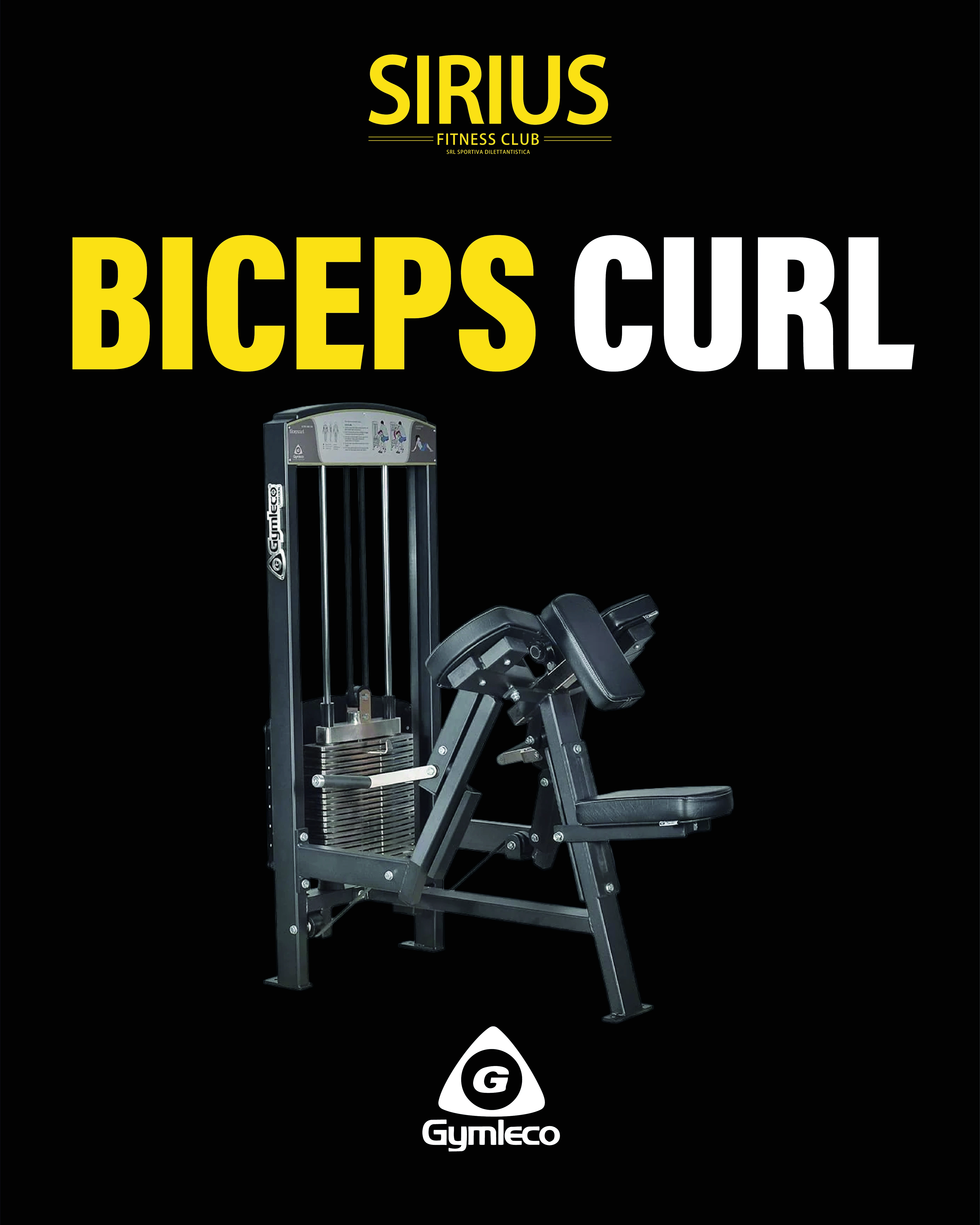 Gymleco Biceps Curl alla Palestra Sirius Fitness Club Palermo — macchinario isolante per bicipiti