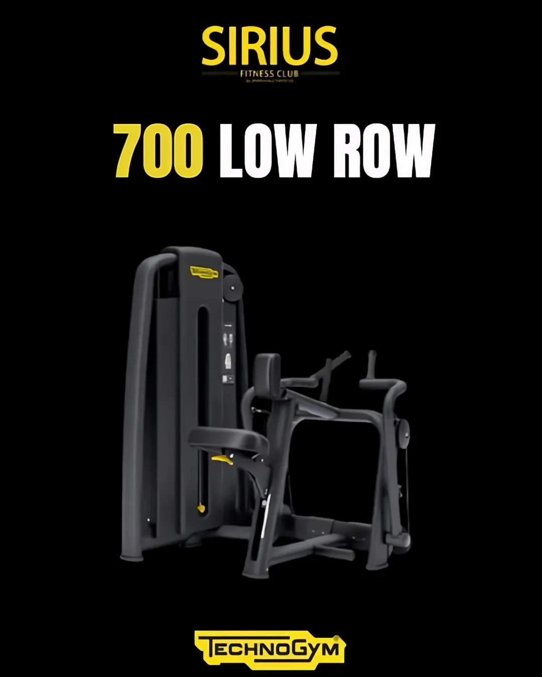 Technogym Low Row alla Palestra Sirius Fitness Club Palermo — macchinario rematore convergente per schiena e dorsali