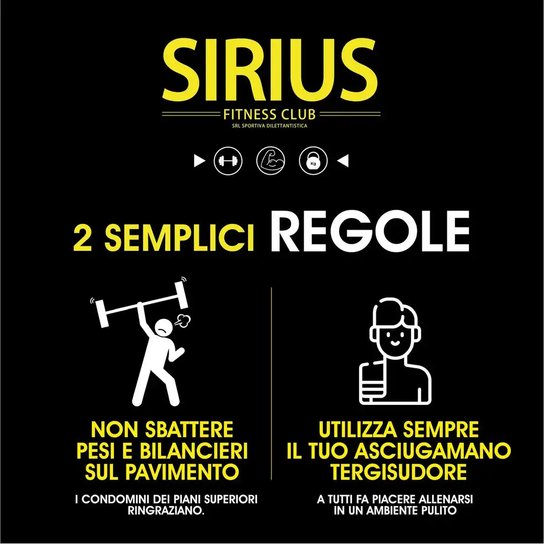 Norme di comportamento della palestra Sirius Fitness Club